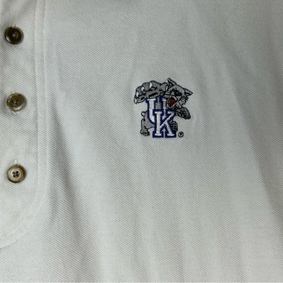Antigua White & Checkered Accents "UK" Embroidered Polo Shirt Men's Large - Picture 6 of 14